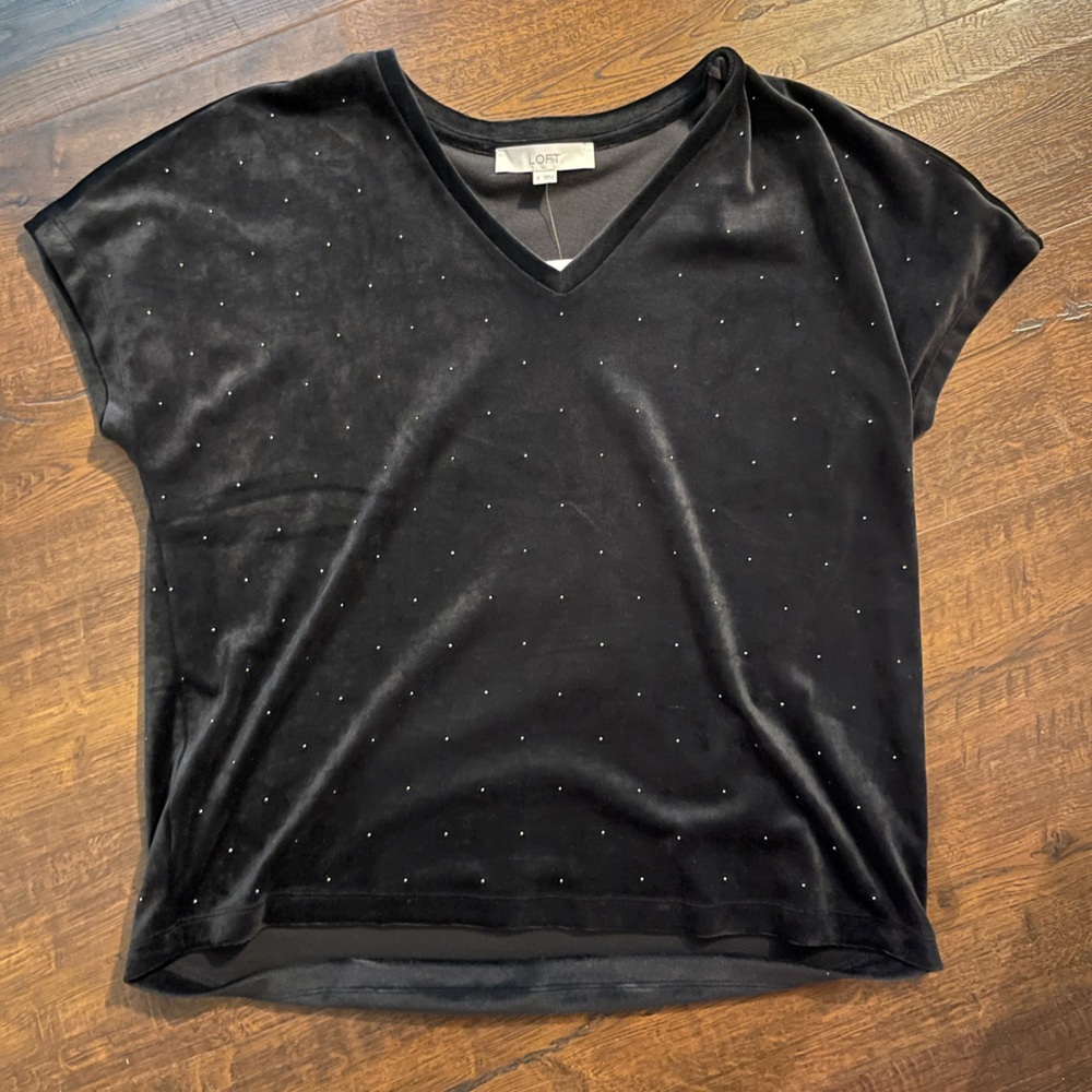 Velvet V-Neck with Rhinestone accents